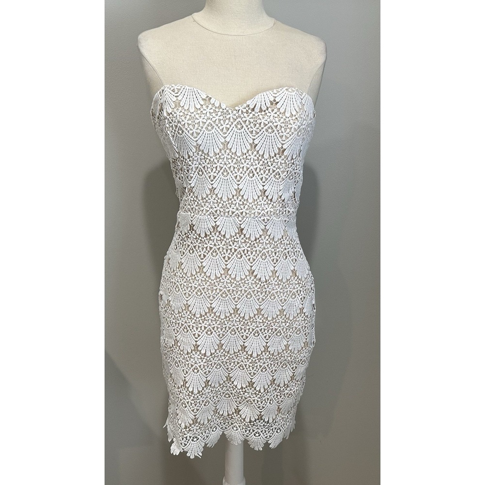 Charlotte Russe White Lace Strapless Dress‎ Medium Romantic Bridal Cottagecore